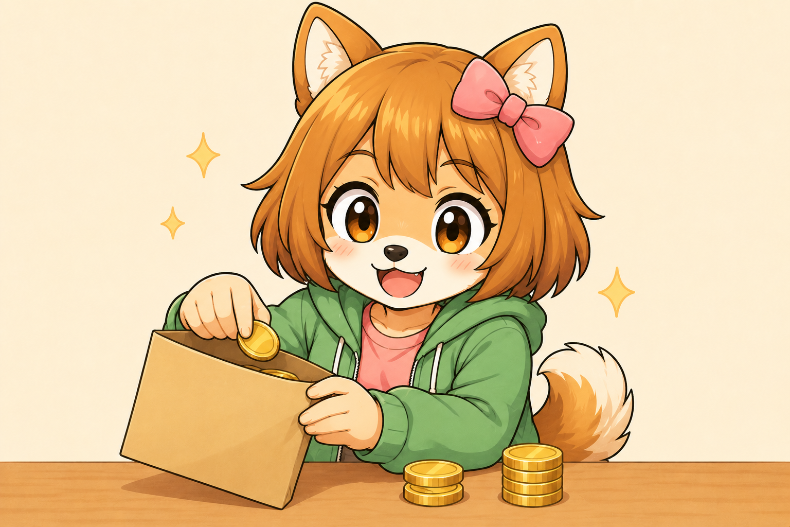 給与袋から出したコインをより分けるしばみ（源泉所得税のイメージイラスト）