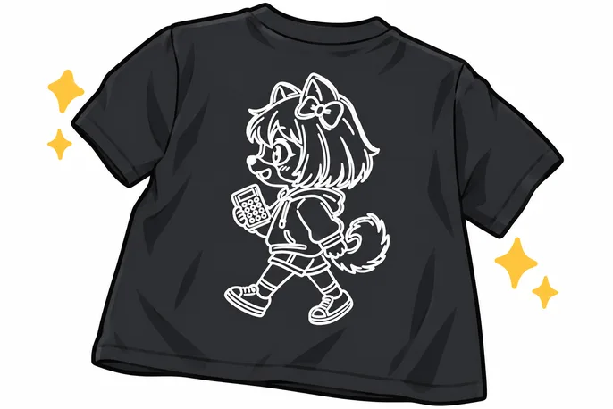 しばみがプリントされたオリジナルTシャツのイラスト