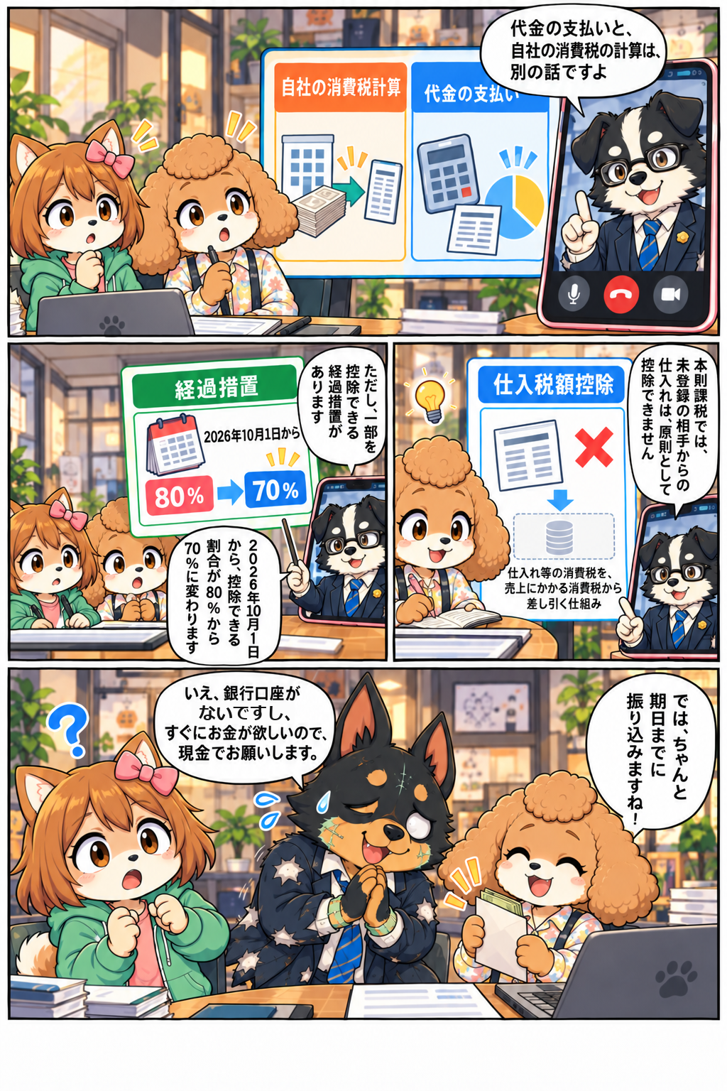 しばみの奮闘記その⑥・5ページ目:代金の支払いと自社の消費税計算は別の話。経過措置で控除割合は80%から70%に